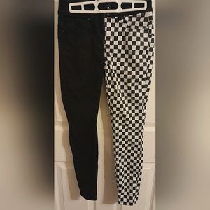 Black half checkered hi-rise super skinny pants